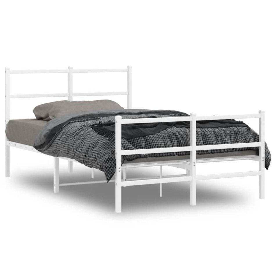 Estructura cama sin colchón con estribo metal blanco 120x200