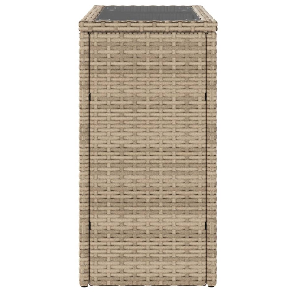 Mesa auxiliar jardín tapa vidrio ratán PE beige 58x27,5x55