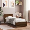 Estructura cama con cabecero sin colchón marrón roble 90x200 cm