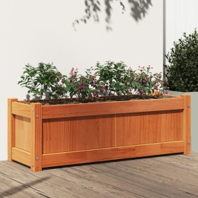 Jardinera exterior madera maciza pino marrón cera 90x31x31