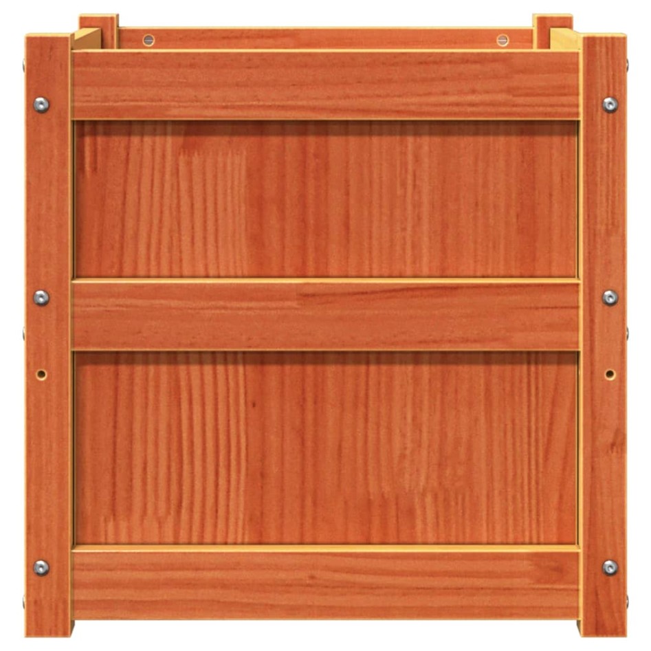 Jardinera exterior madera maciza pino marrón cera 50x50x50