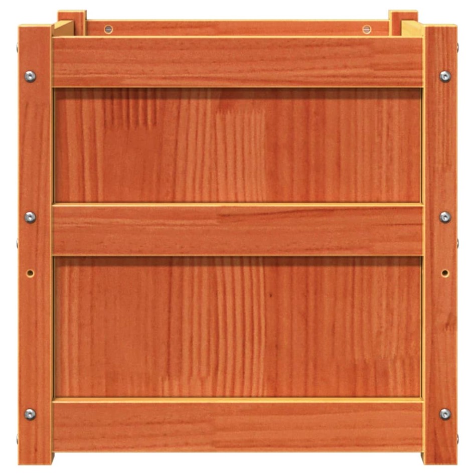 Jardinera exterior madera maciza pino marrón cera 50x50x50