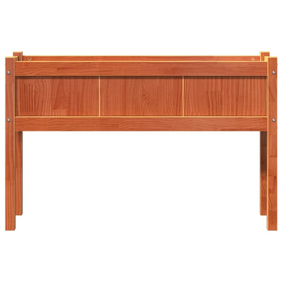 Jardinera con patas madera maciza pino marrón cera 110x31x70