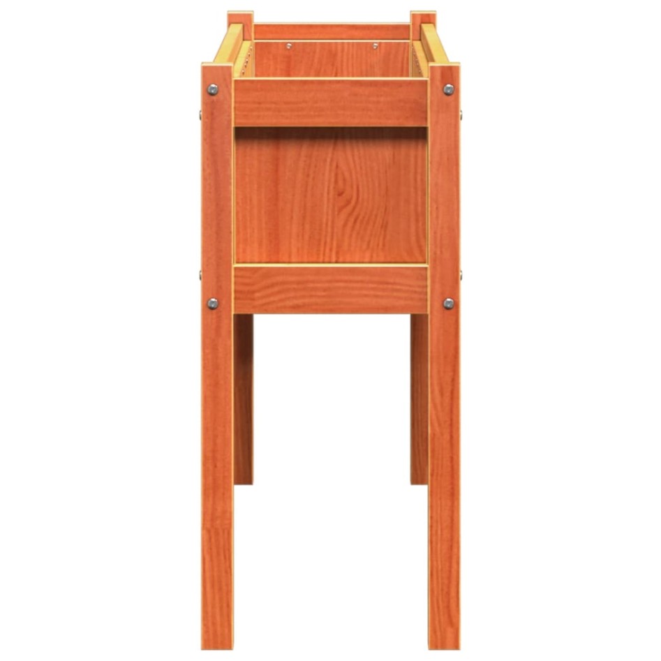 Jardinera con patas madera maciza pino marrón cera 110x31x70