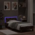 Estructura de cama cabecero luces LED roble ahumado 75x190