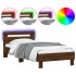 Estructura de cama cabecero luces LED marrón roble 75x190