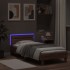 Estructura de cama cabecero luces LED marrón roble 75x190