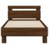 Estructura de cama cabecero luces LED marrón roble 75x190