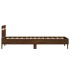 Estructura de cama cabecero luces LED marrón roble 75x190
