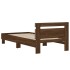 Estructura de cama cabecero luces LED marrón roble 75x190