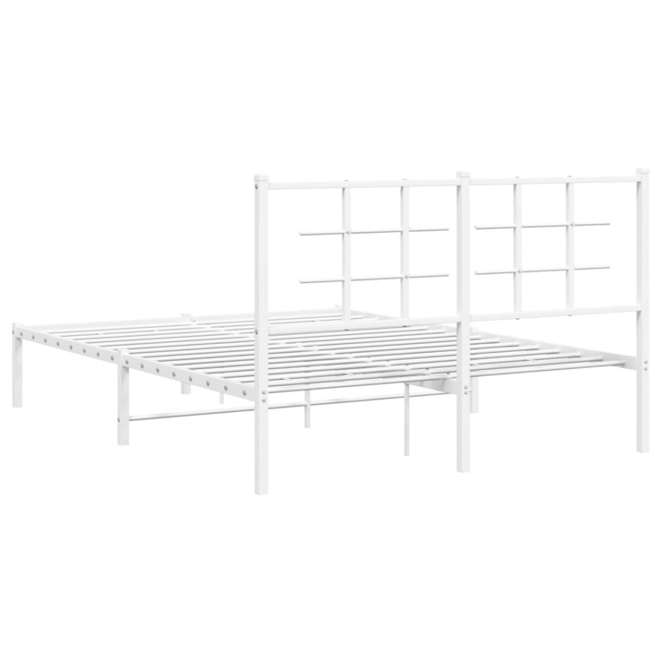 Estructura cama sin colchón con cabecero metal blanco