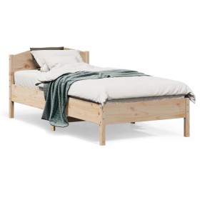 Estructura de cama sin colchón madera maciza pino 75x190
