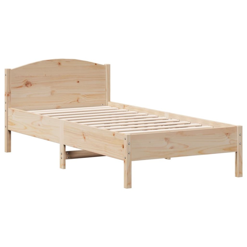 Estructura de cama sin colchón madera maciza pino 75x190