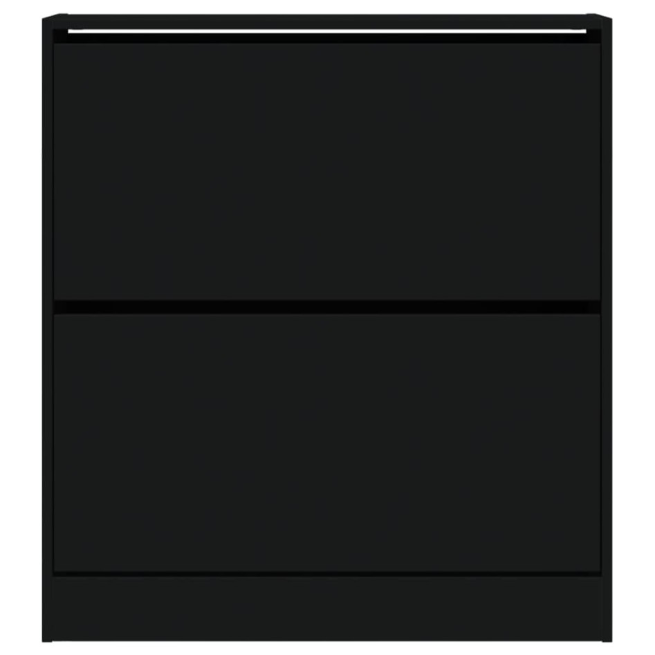 Zapatero de madera de ingeniería negro 80x21x87,5