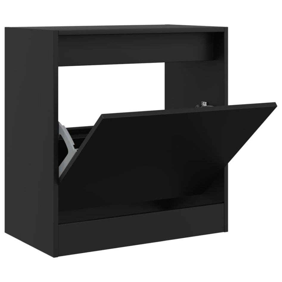 Zapatero de madera de ingeniería negro 60x34x63,5