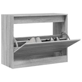 Zapatero de madera de ingeniería gris Sonoma 80x34x63