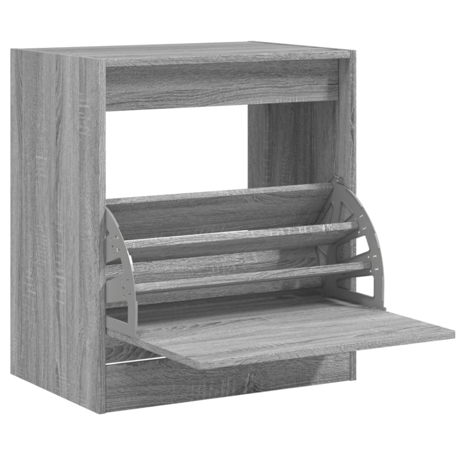 Zapatero de madera de ingeniería gris Sonoma 60x42x69