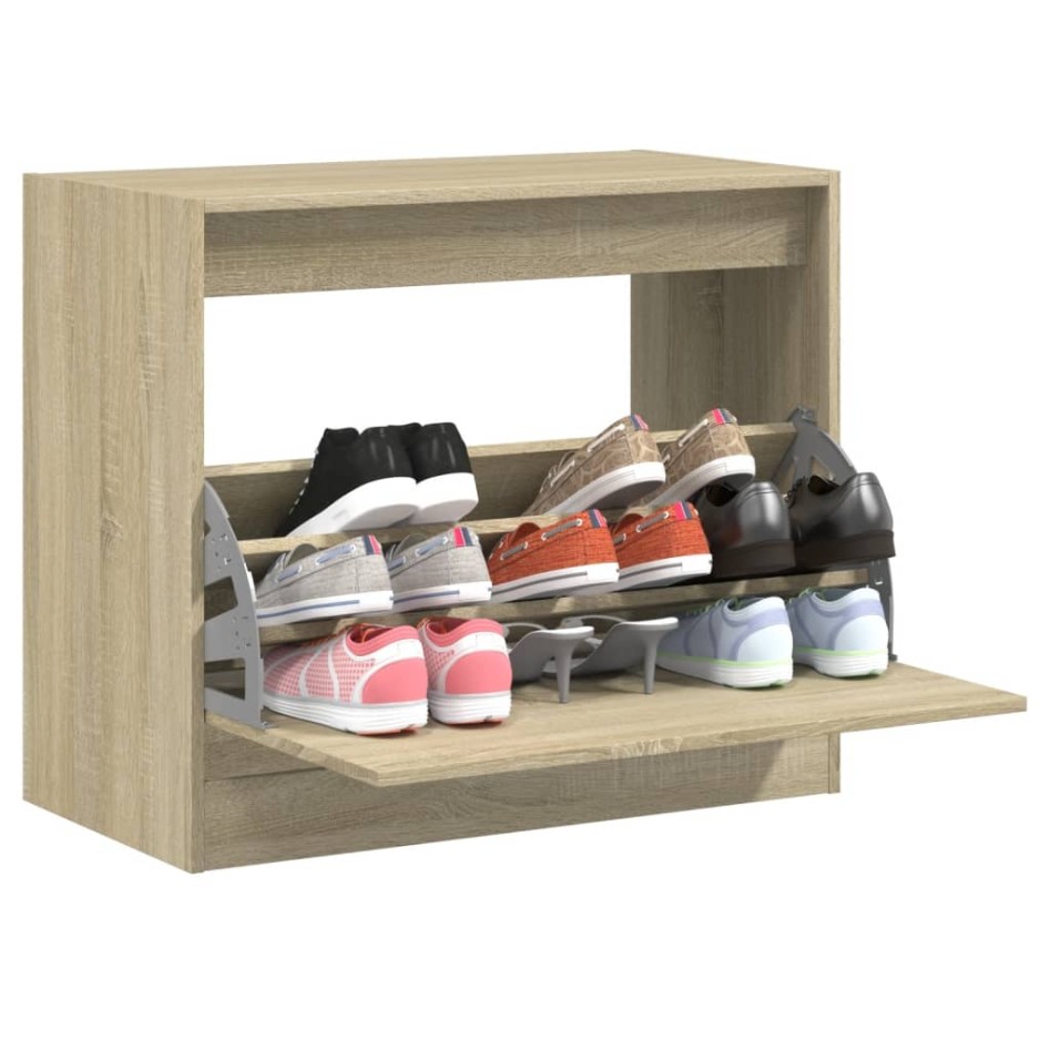 Zapatero de madera de ingeniería roble Sonoma 80x42x69