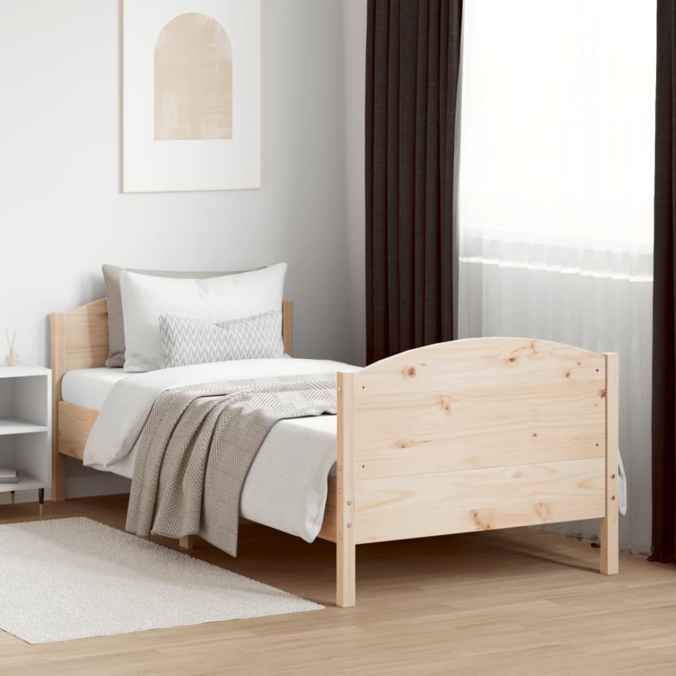 Estructura de cama sin colchón madera maciza pino 75x190