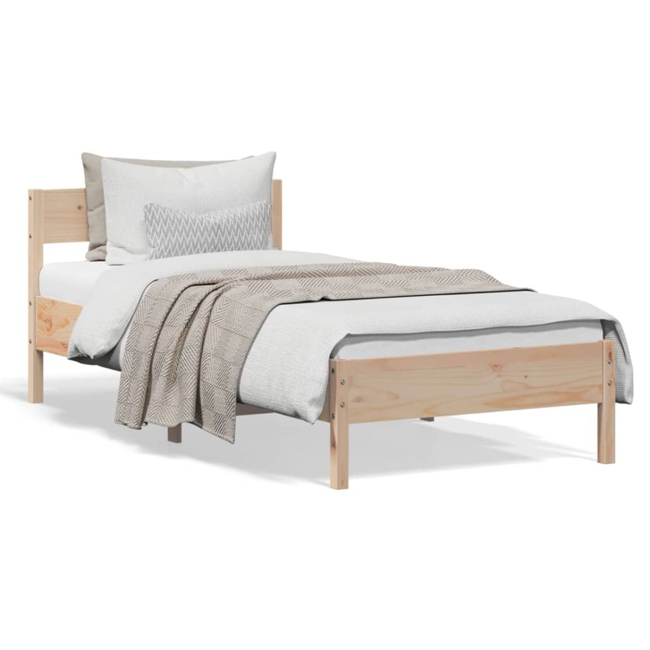 Estructura de cama sin colchón madera maciza pino 75x190