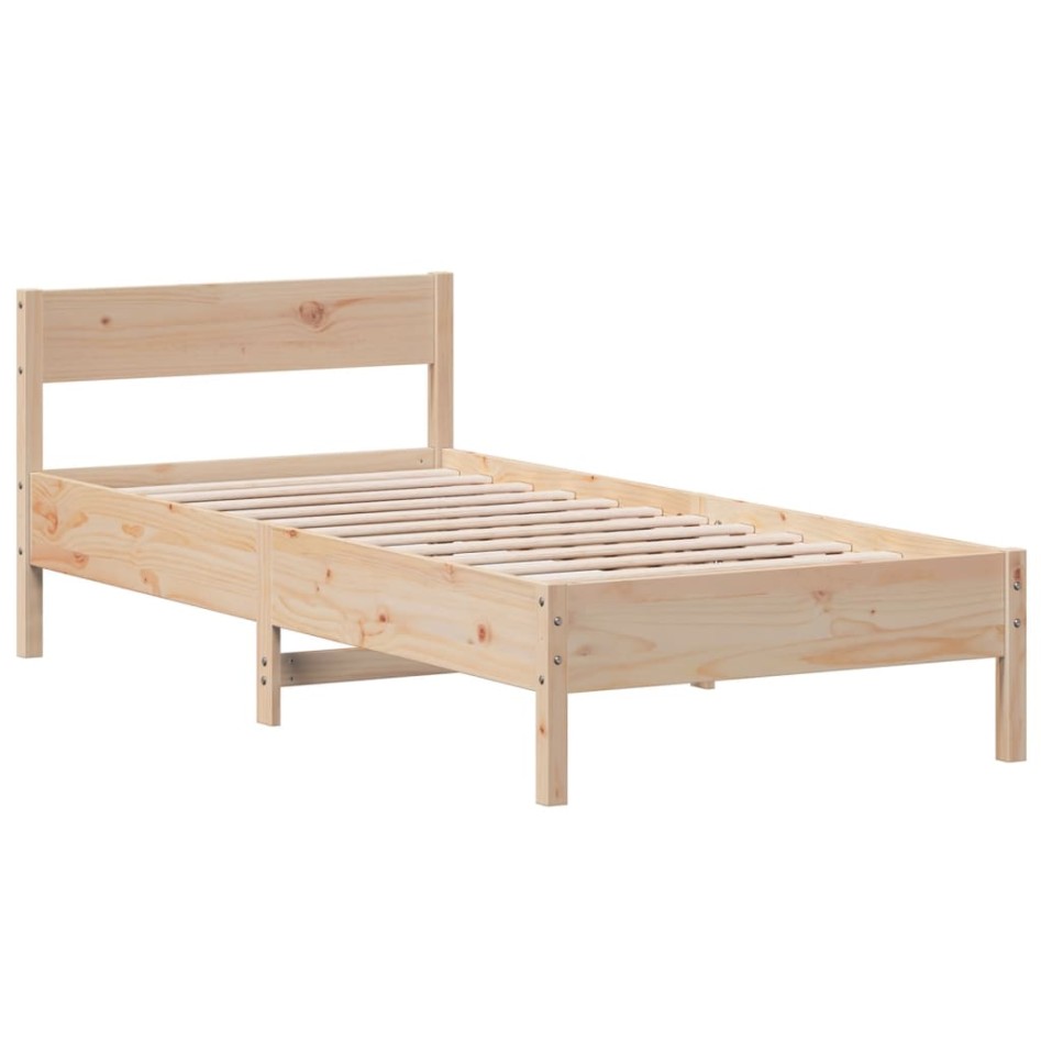 Estructura de cama sin colchón madera maciza pino 75x190