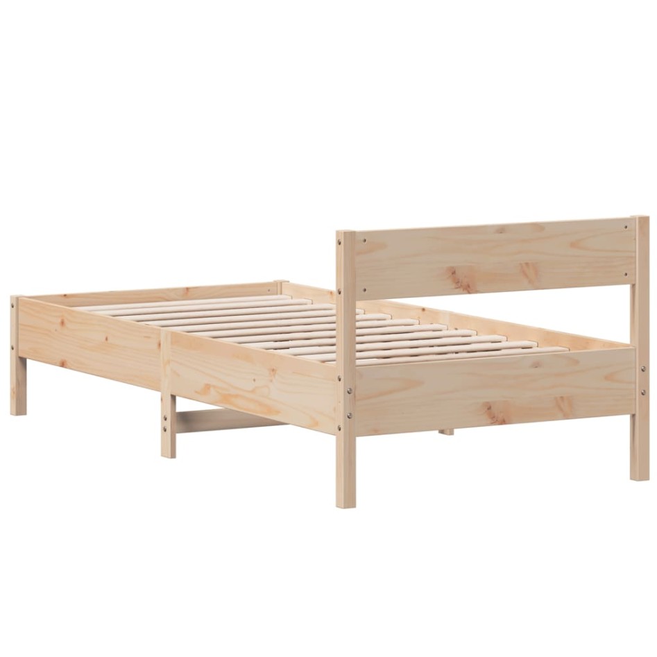 Estructura de cama sin colchón madera maciza pino 75x190