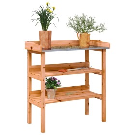 Mesa para plantas con estantes madera abeto marrón
