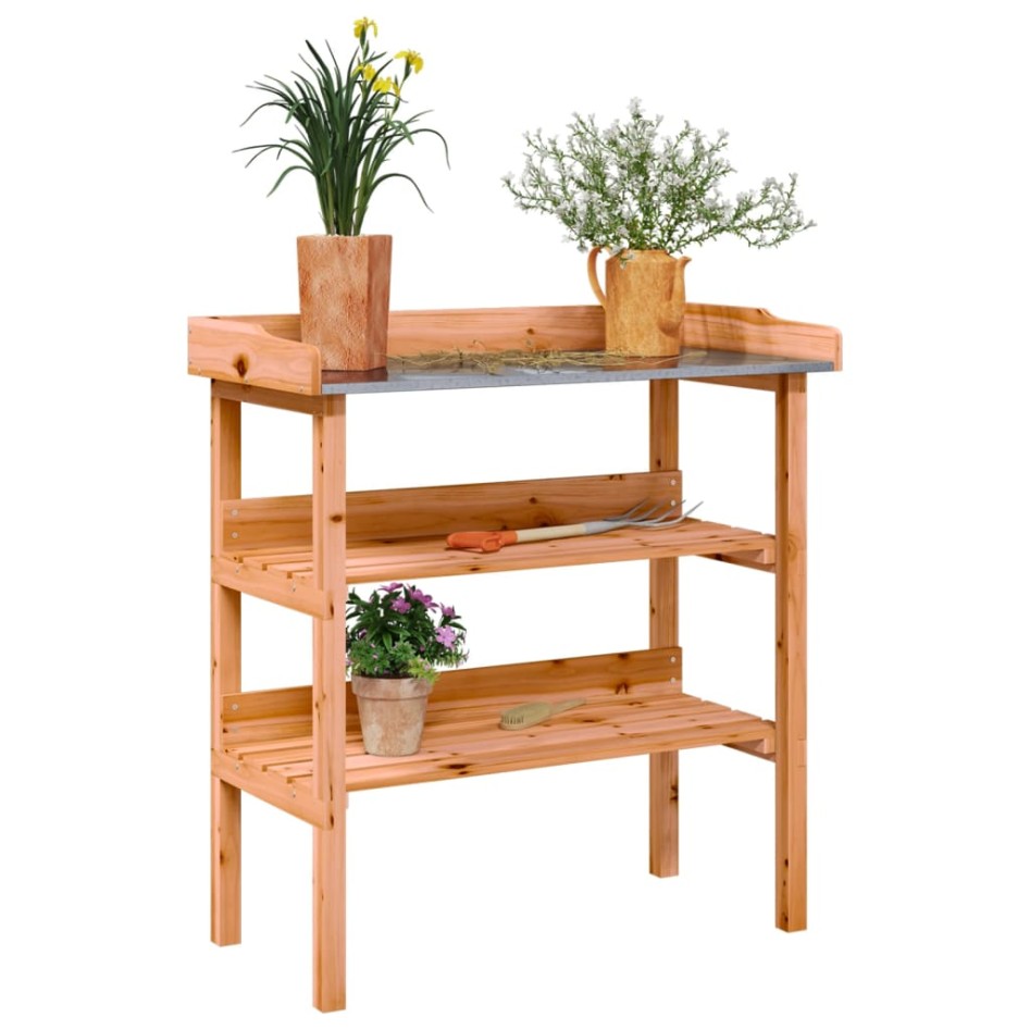 Mesa para plantas con estantes madera abeto marrón