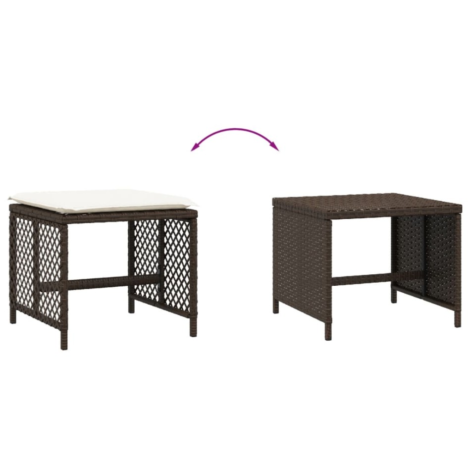 Taburetes de jardín con cojines 4 uds ratán sintético