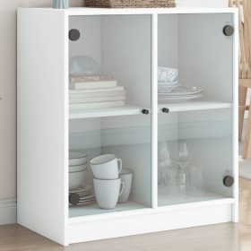Armario auxiliar con puertas de vidrio blanco 68x37x75,5