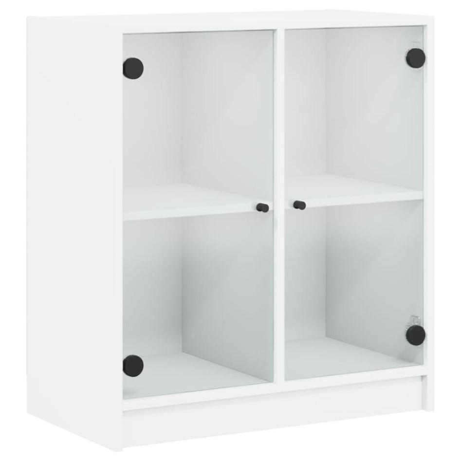 Armario auxiliar con puertas de vidrio blanco 68x37x75,5