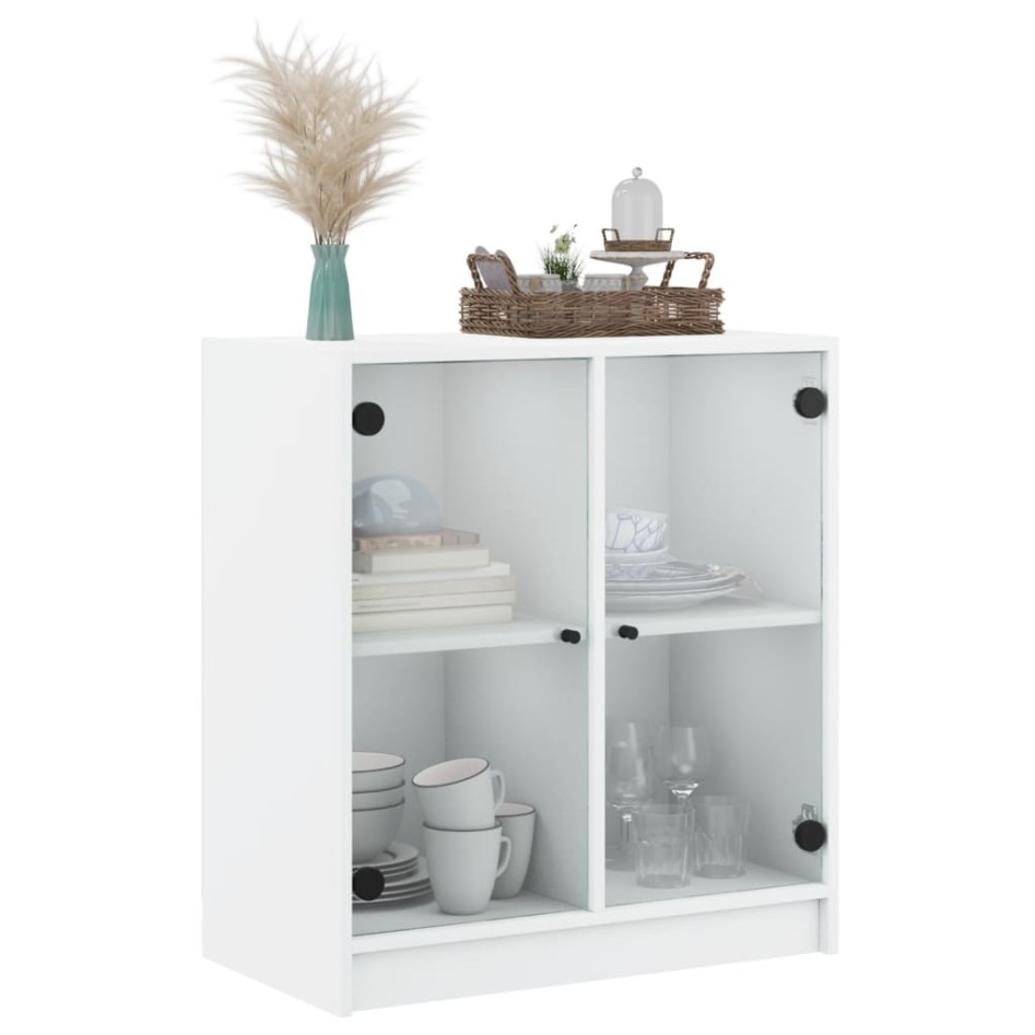 Armario auxiliar con puertas de vidrio blanco 68x37x75,5