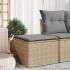 Taburete de jardín con cojín ratán sintético beige