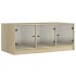 Mesa de centro con puertas de vidrio roble Sonoma 102x50x42