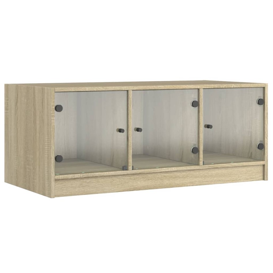 Mesa de centro con puertas de vidrio roble Sonoma 102x50x42