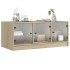 Mesa de centro con puertas de vidrio roble Sonoma 102x50x42