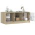 Mesa de centro con puertas de vidrio roble Sonoma 102x50x42