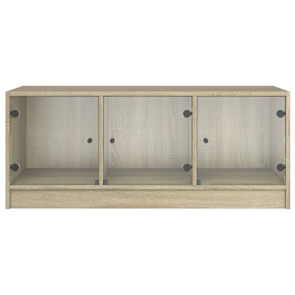 Mesa de centro con puertas de vidrio roble Sonoma 102x50x42