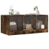 Mesa de centro con puertas de vidrio roble ahumado 102x50x42