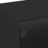 Mueble de TV con puertas de vidrio negro 102x37x42