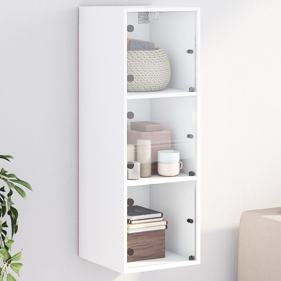 Mueble de pared con puertas de vidrio blanco 35x37x100
