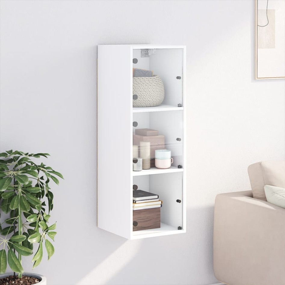 Mueble de pared con puertas de vidrio blanco 35x37x100
