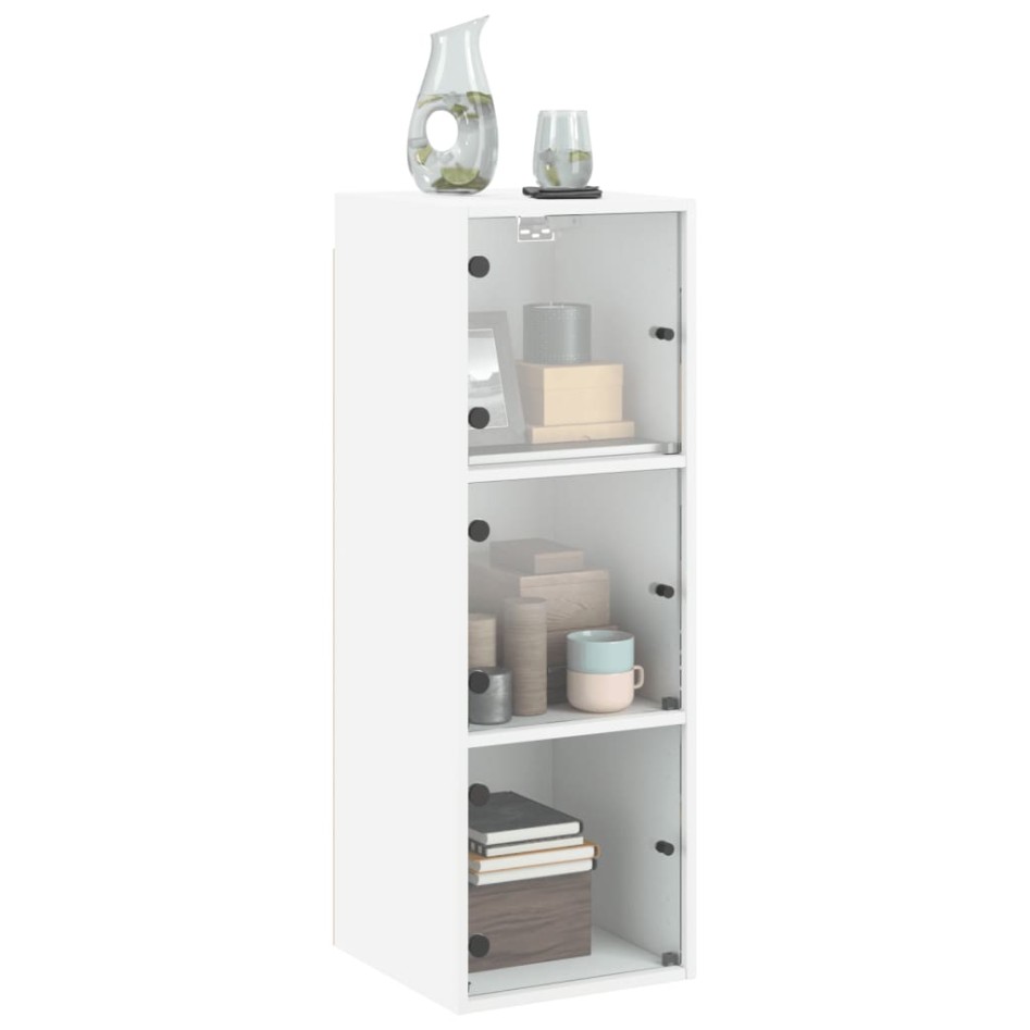 Mueble de pared con puertas de vidrio blanco 35x37x100