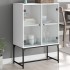 Armario auxiliar con puertas de vidrio blanco 69x37x100