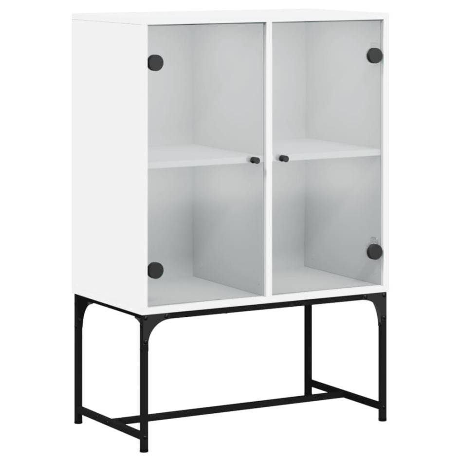 Armario auxiliar con puertas de vidrio blanco 69x37x100