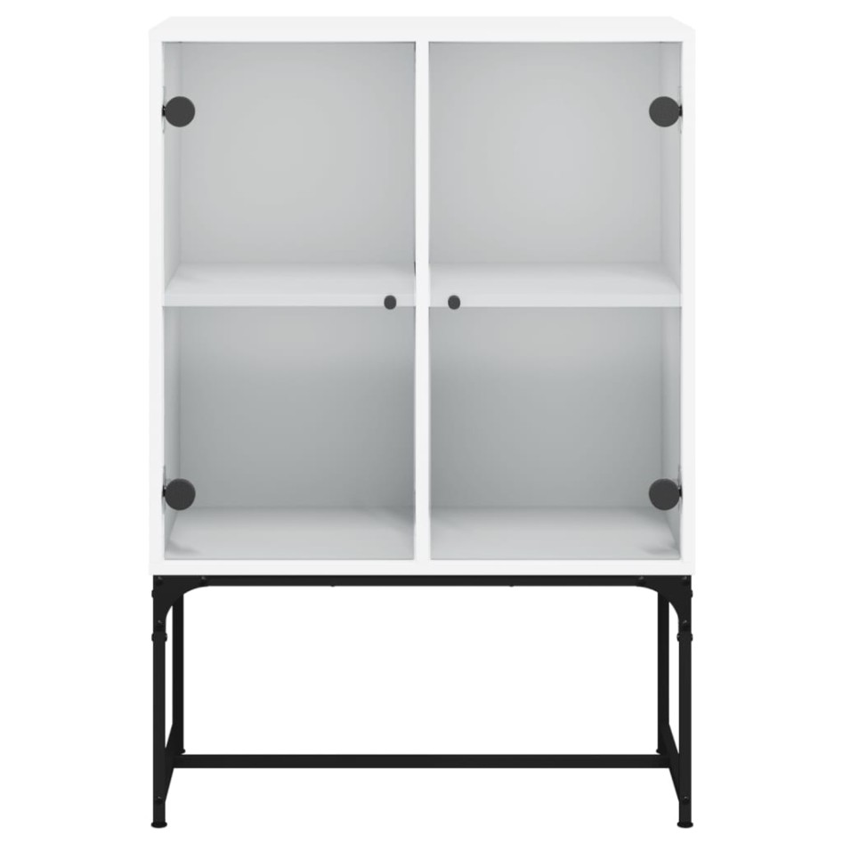 Armario auxiliar con puertas de vidrio blanco 69x37x100