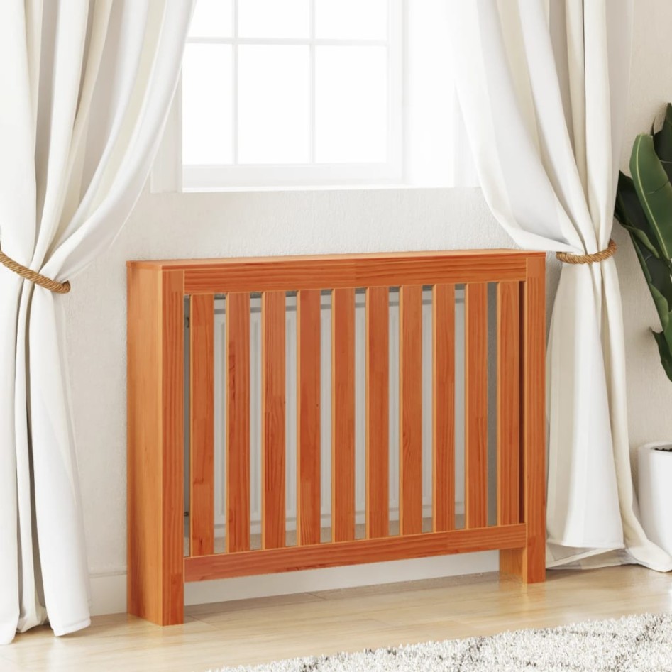 Cubierta radiador madera maciza pino marrón cera 108,5x19x84