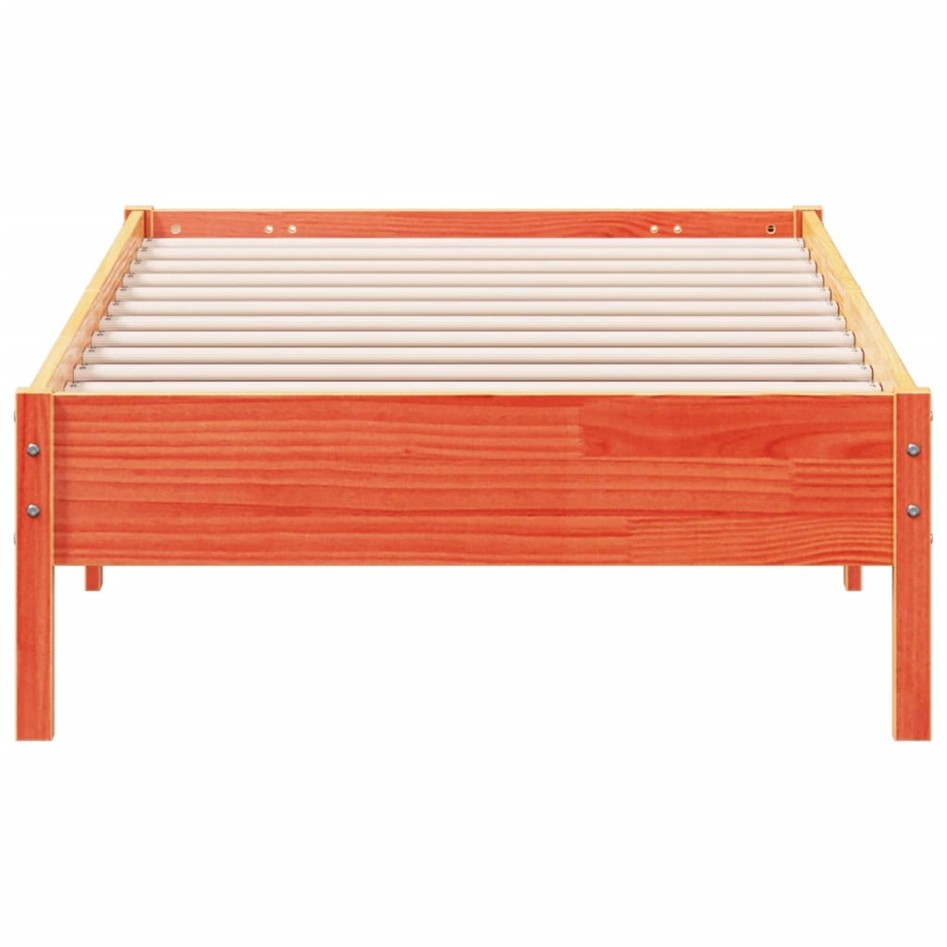 Cama sin colchón madera maciza de pino marrón cera 100x200