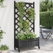 Jardinera con enrejado y ruedas madera maciza de abeto negro