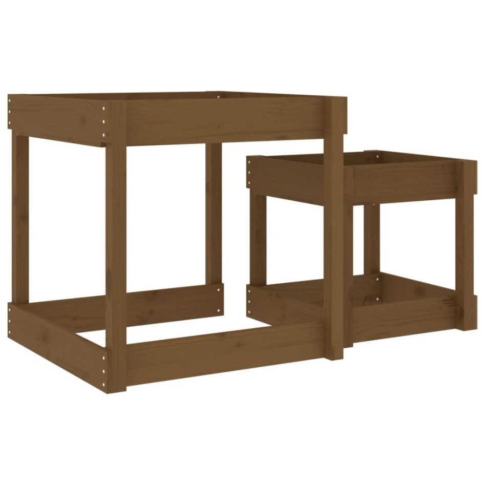 Mesas de arena 2 uds madera maciza de pino marrón